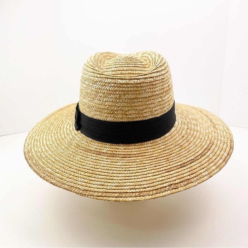 Brixton Joanna Wide Brim Straw Hat Honey Black Medium Summer Sun Fedora Boho - Picture 9 of 10